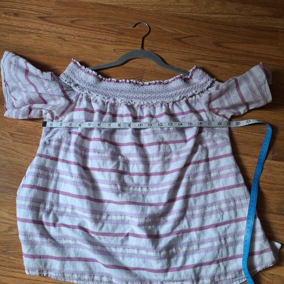 Lane Bryant Striped Smocked Off the Shoulder Top Size-10/12 - Picture 11 of 11